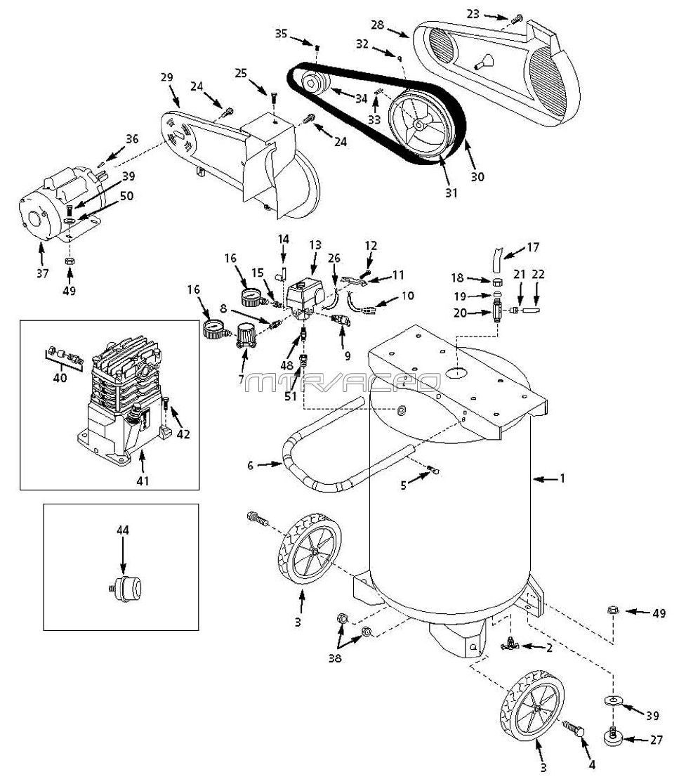 Section 1 Diagram and Parts List for VT631505AJ  Campbell Hausfeld Compressor